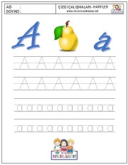 okul öncesi 4 sayısı çizgi çalışması